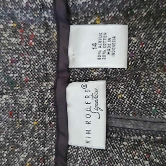 NWT Kim Rogers Textured Black & White Trousers with Random Colorful Dots size 14 - Picture 3 of 10